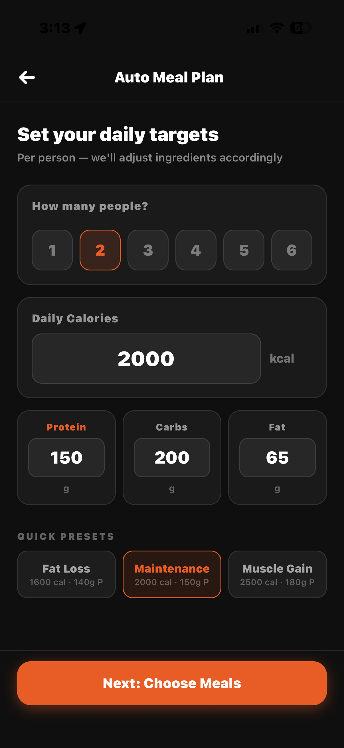 Auto Meal Plan